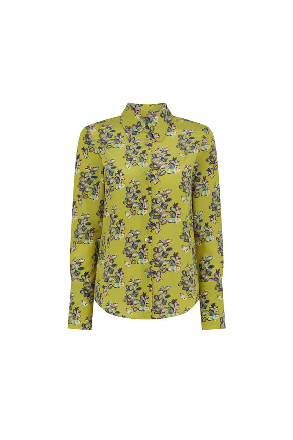 Chartreuse Floral Print Shirt