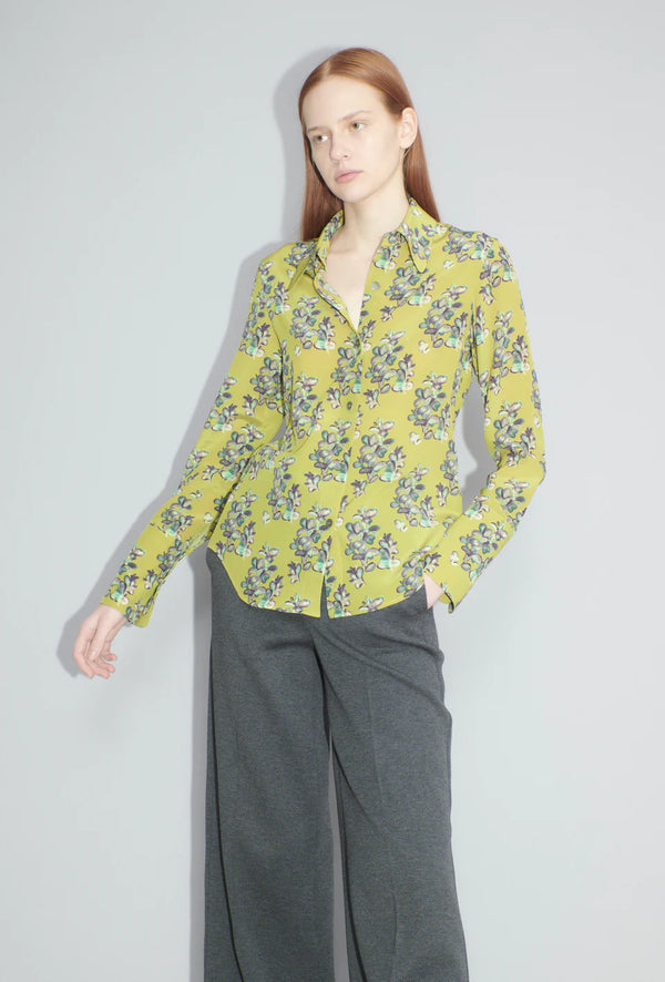 Chartreuse Floral Print Shirt