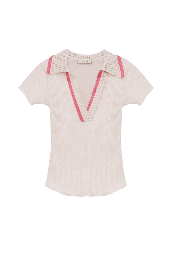 Pink Knitted Polo T-shirt