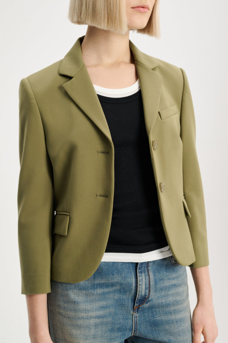 Khaki Punto Milano Cropped Blazer