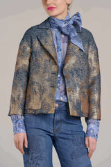 Gold Jacquard Denim Jacket