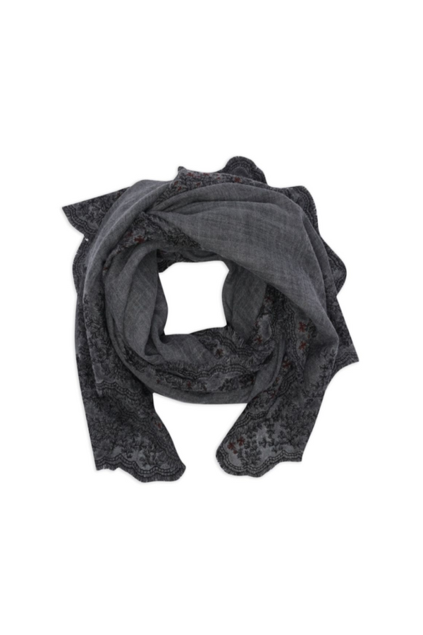 Slate Embroidered Edge Scarf