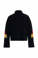 Embroidered Black Wool Sweater