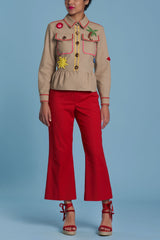 Red Kick Flared Trousers