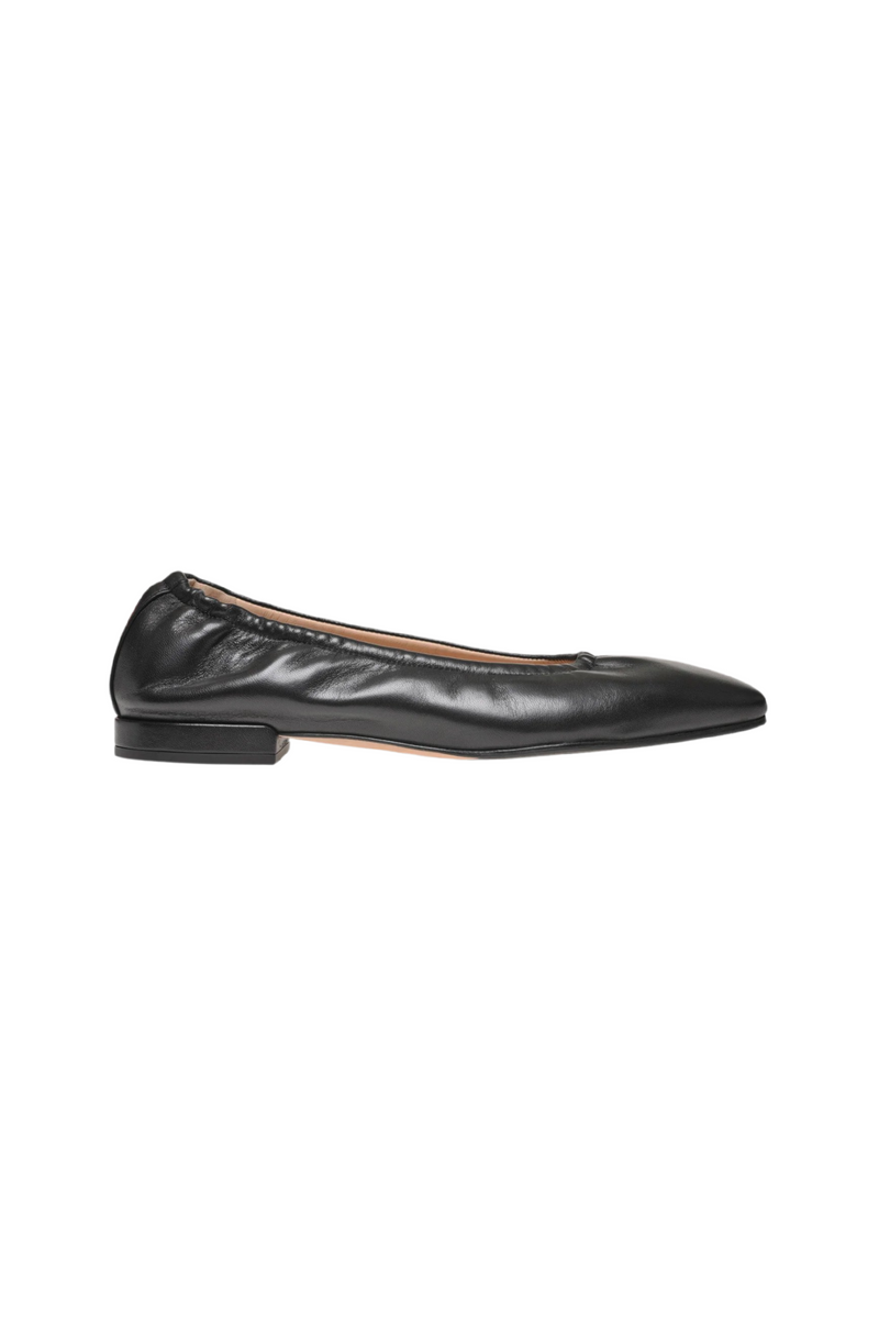 Black Leather Square Toe Pump