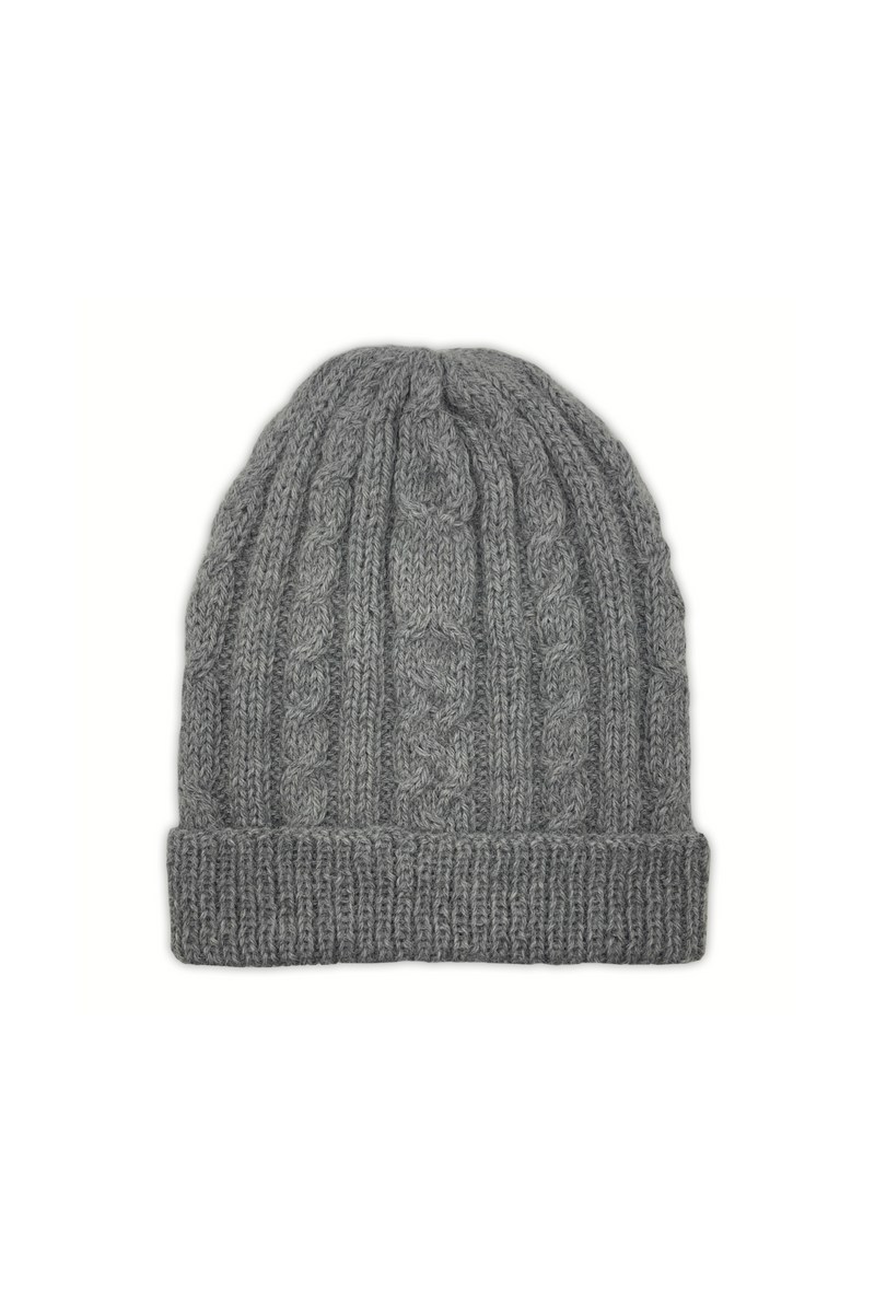 Silver Cable Knit Hat