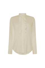 Latte Silk Ruffle Shirt