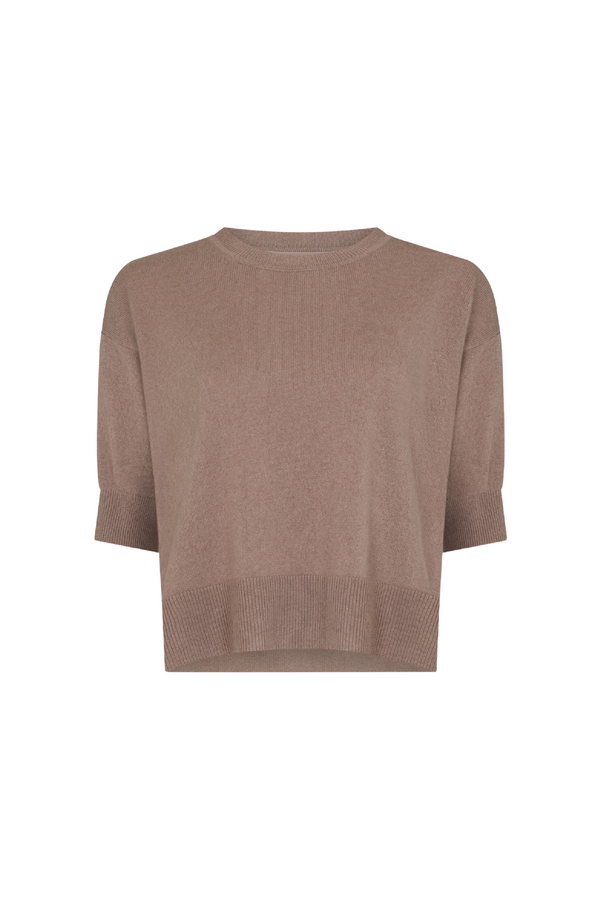 Taupe Cashmere Half Sleeve Sweater