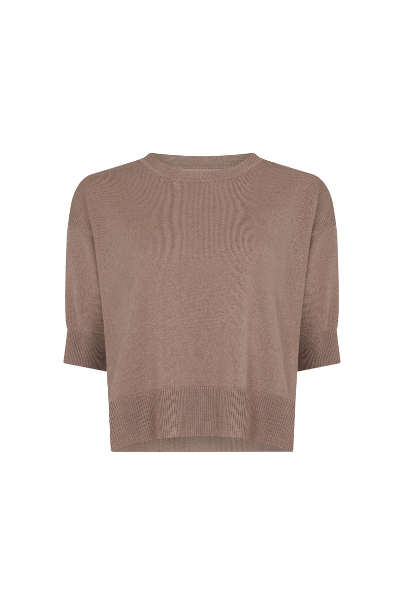 Taupe Cashmere Half Sleeve Sweater