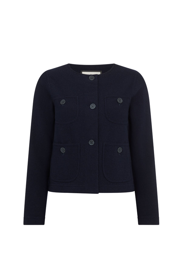 Navy Wool Pique Jacket