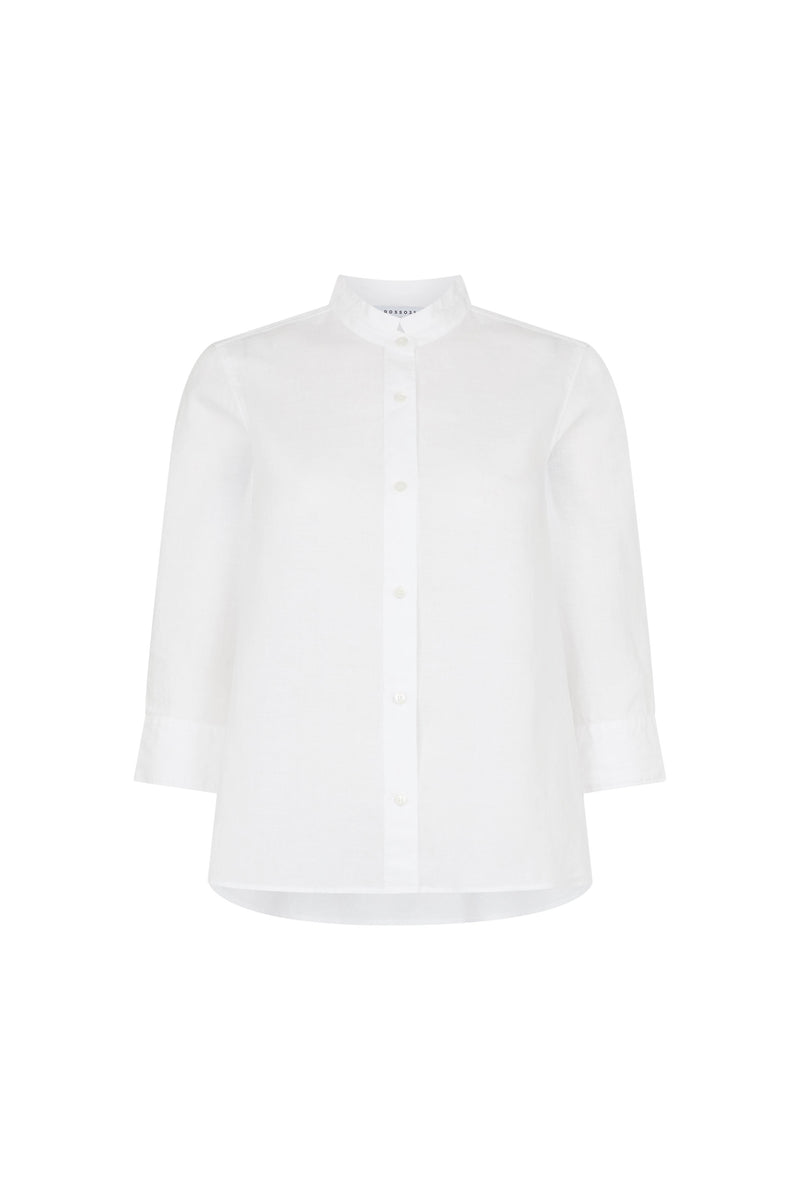 White Tiered Back Linen Blouse