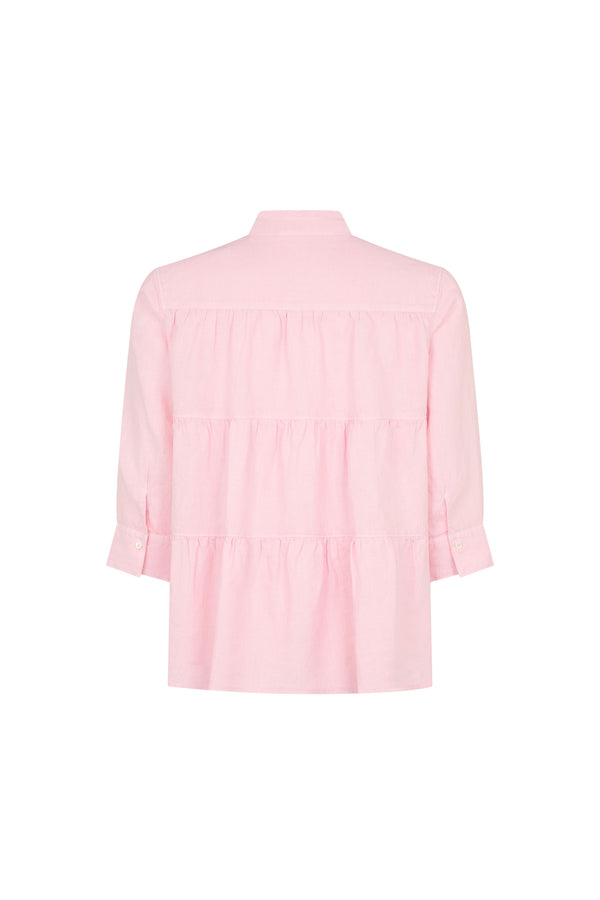 Pink Tiered Back Linen Blouse