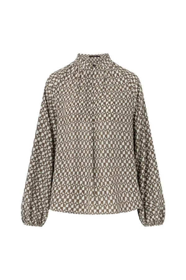 Olive Tile Print Blouse