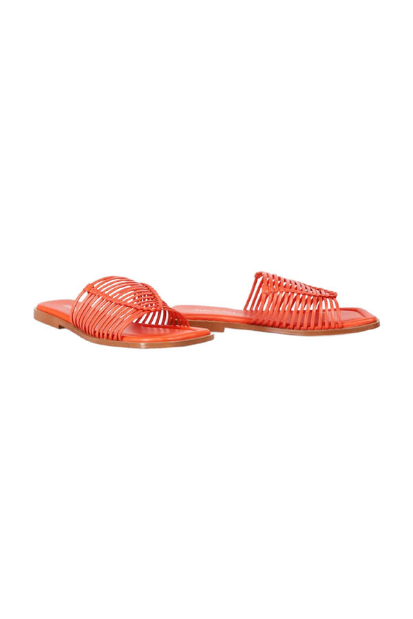 Orange Leather Mule Sandals