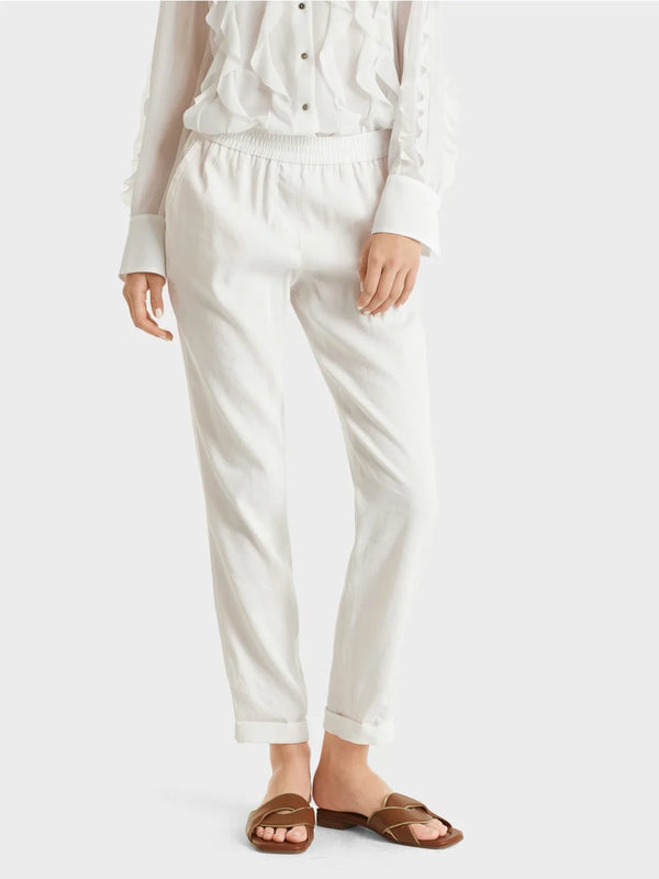 Soft White Linen Mix Trousers