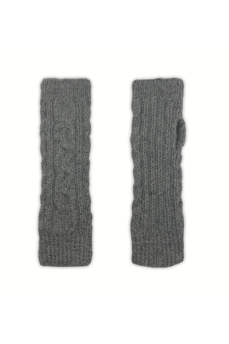 Silver Cable Knit Wrist Warmers