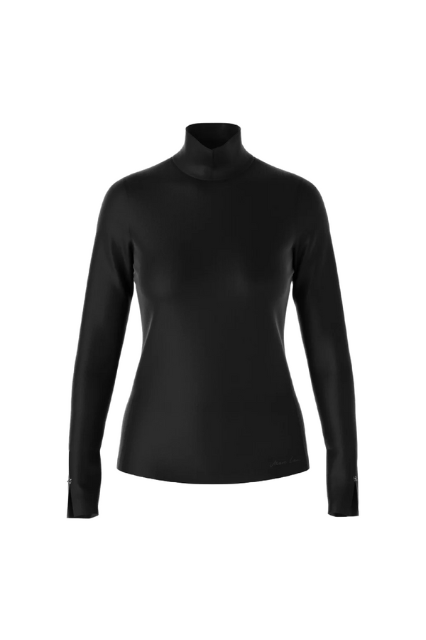 Black Split Neck Polo Top