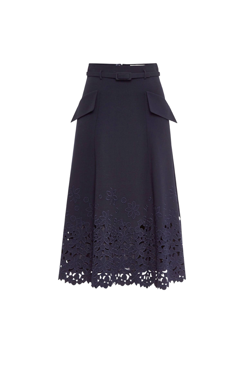 Navy Lace Edge Skirt