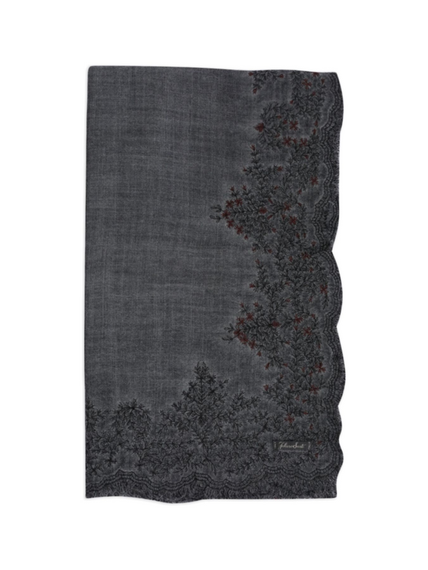 Slate Embroidered Edge Scarf