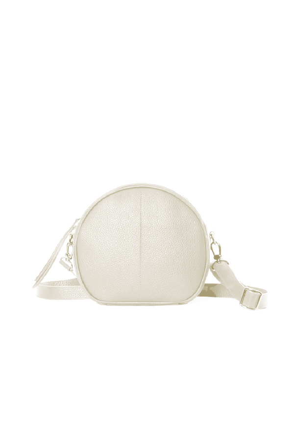 White Leather Circular Bag