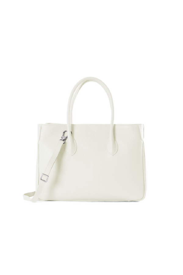 White Leather Handle Bag