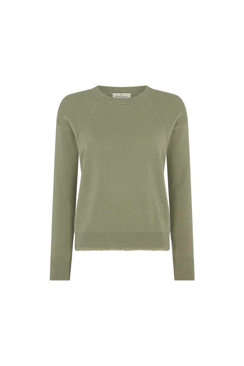 Sage Cashmere Fringed Sweater