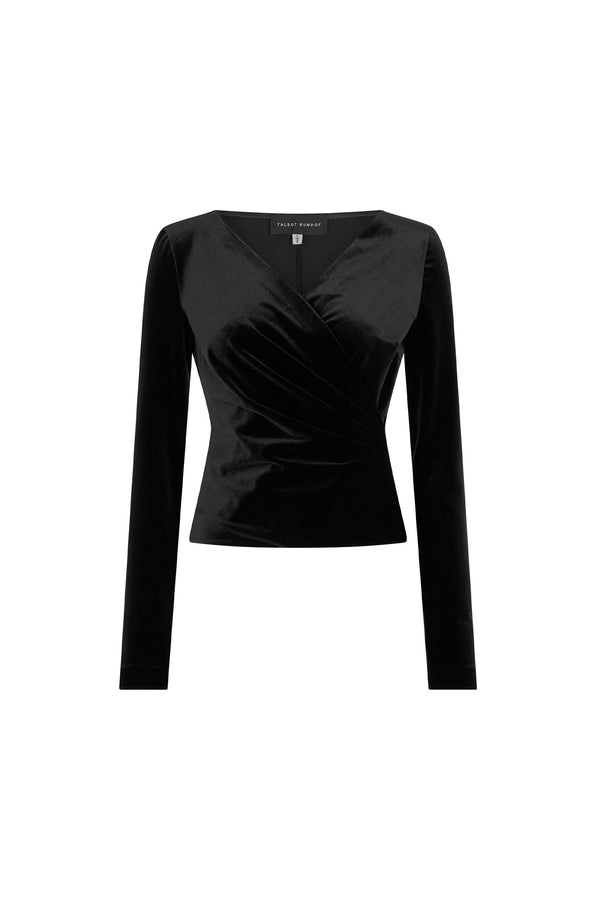 Black Velvet V Neck Top